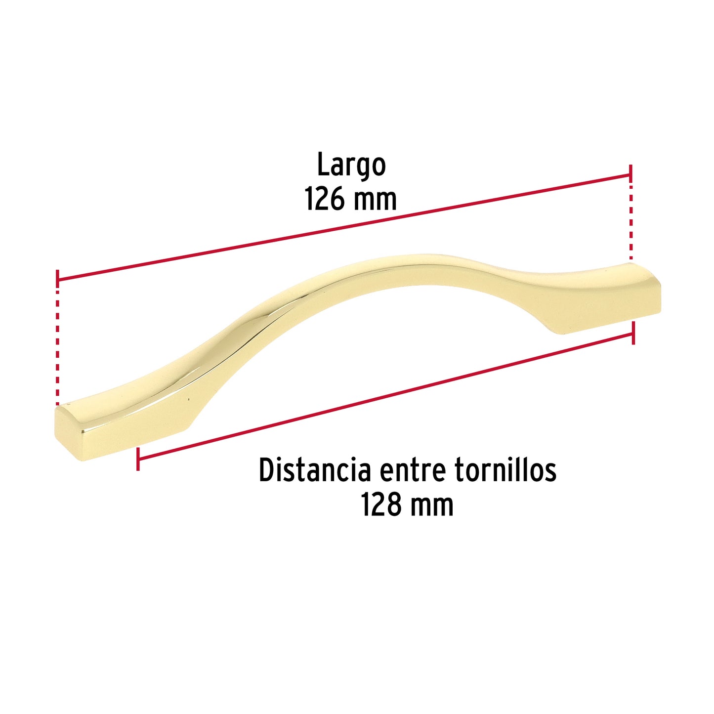 Jaladera de 96mm estilo 'Segovia' acabado latón brillante JAL-1521 45805 MM00