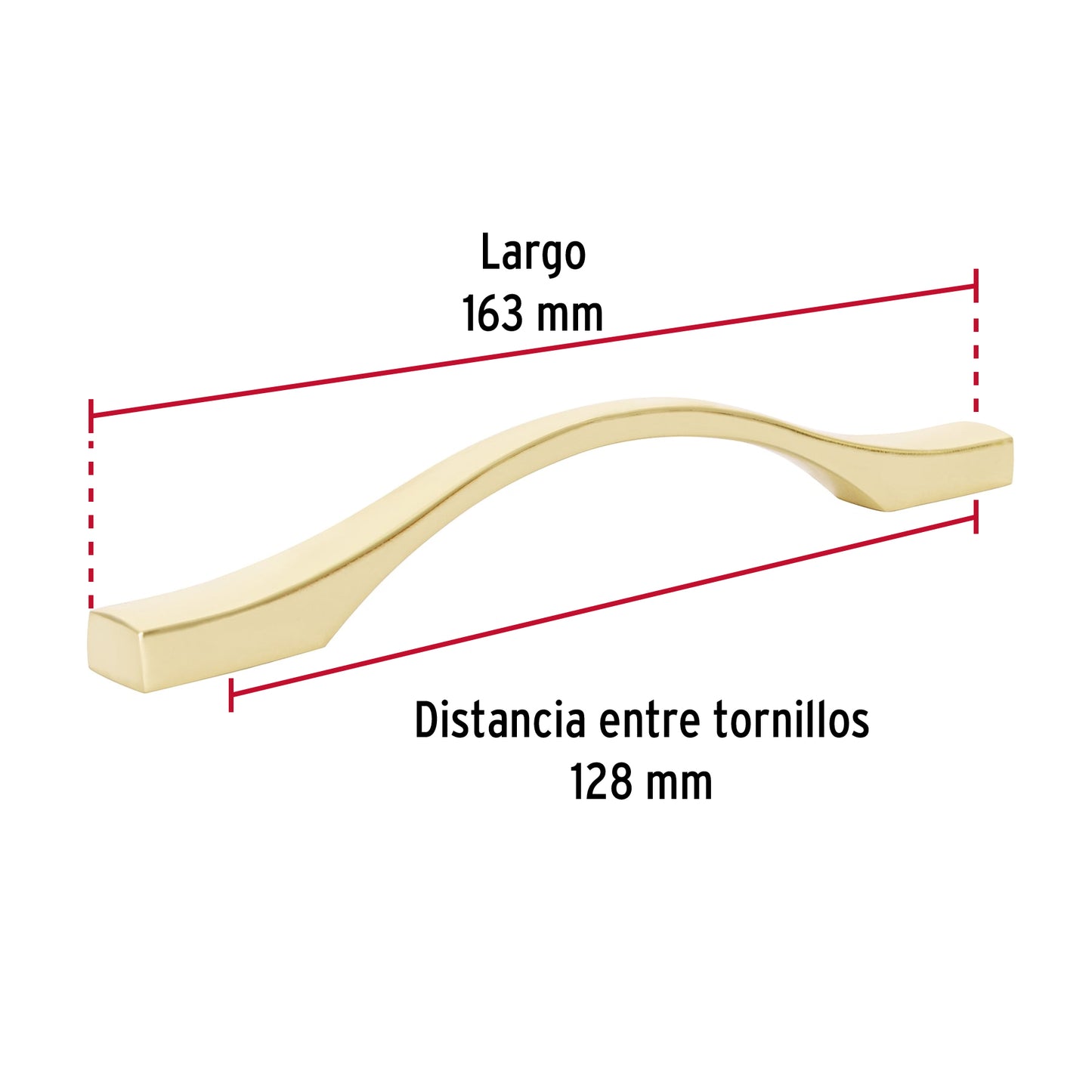 Jaladera 128mm estilo 'Segovia' acabado latón brillante JAL-1522 45808 MM00