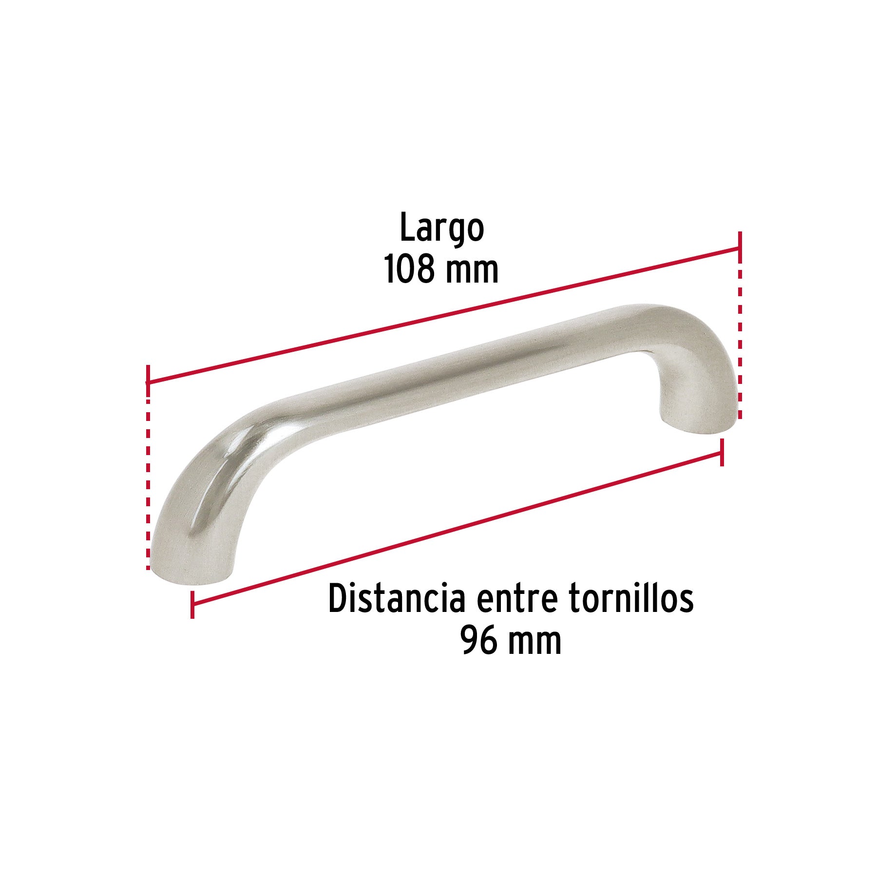 Jaladera de 96mm estilo 'Cádiz' acabado níquel satinado JAL-1611 45810 MM00