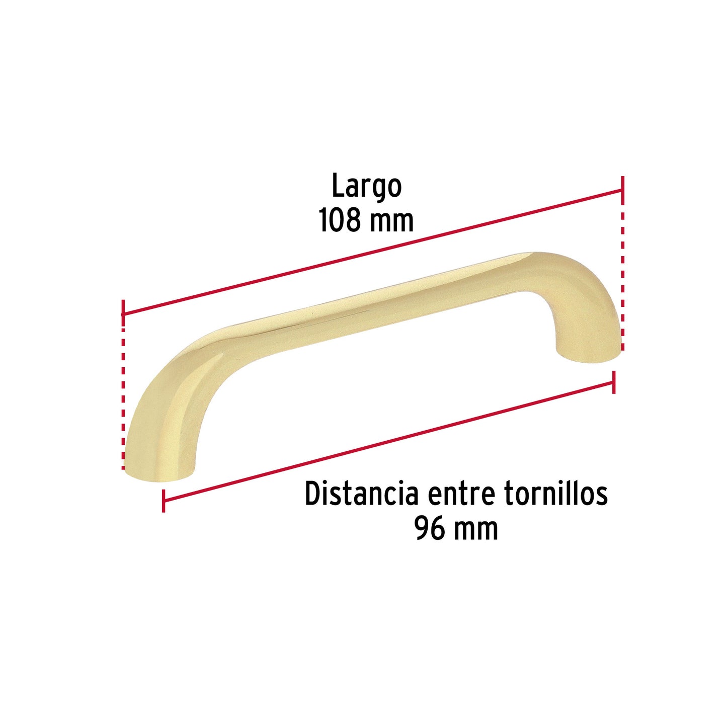 Jaladera de 96mm estilo 'Cádiz' acabado latón brillante JAL-1621 45811 MM00