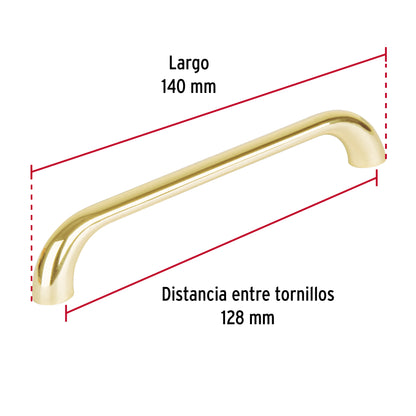 Jaladera 128mm estilo 'Cádiz' acabado latón brillante JAL-1622 45814 MM00