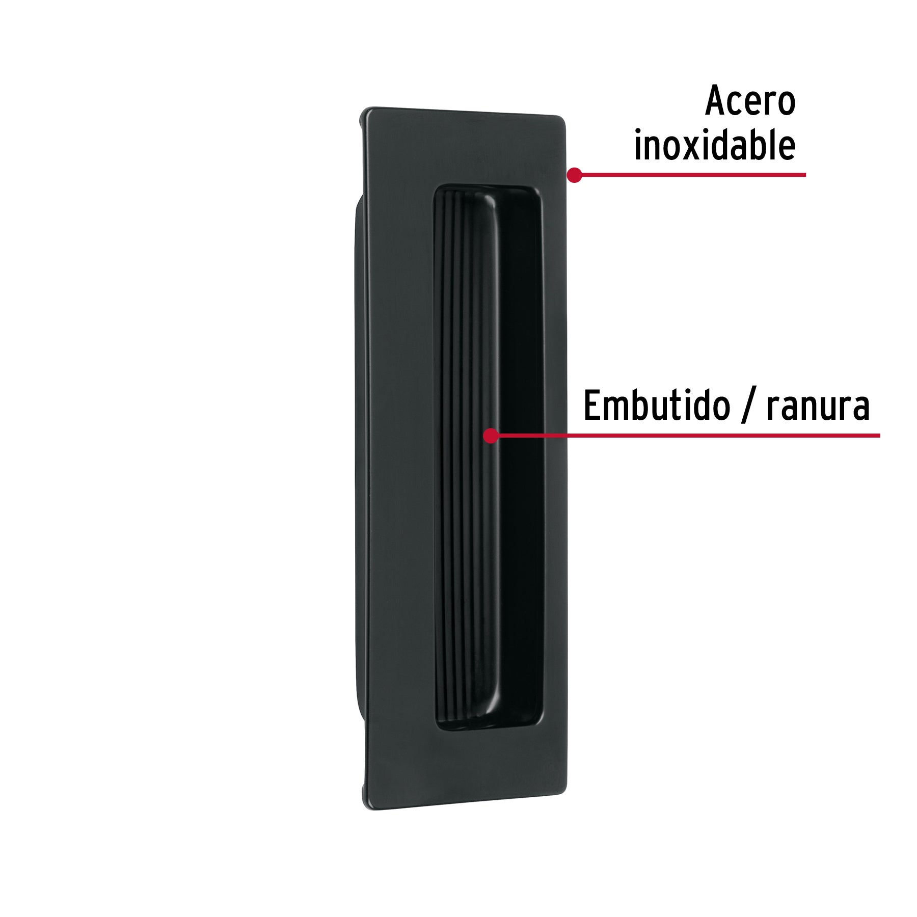 Jaladera de embutir cuadrada acabado negro, Hermex JALE-61 47799 MM00