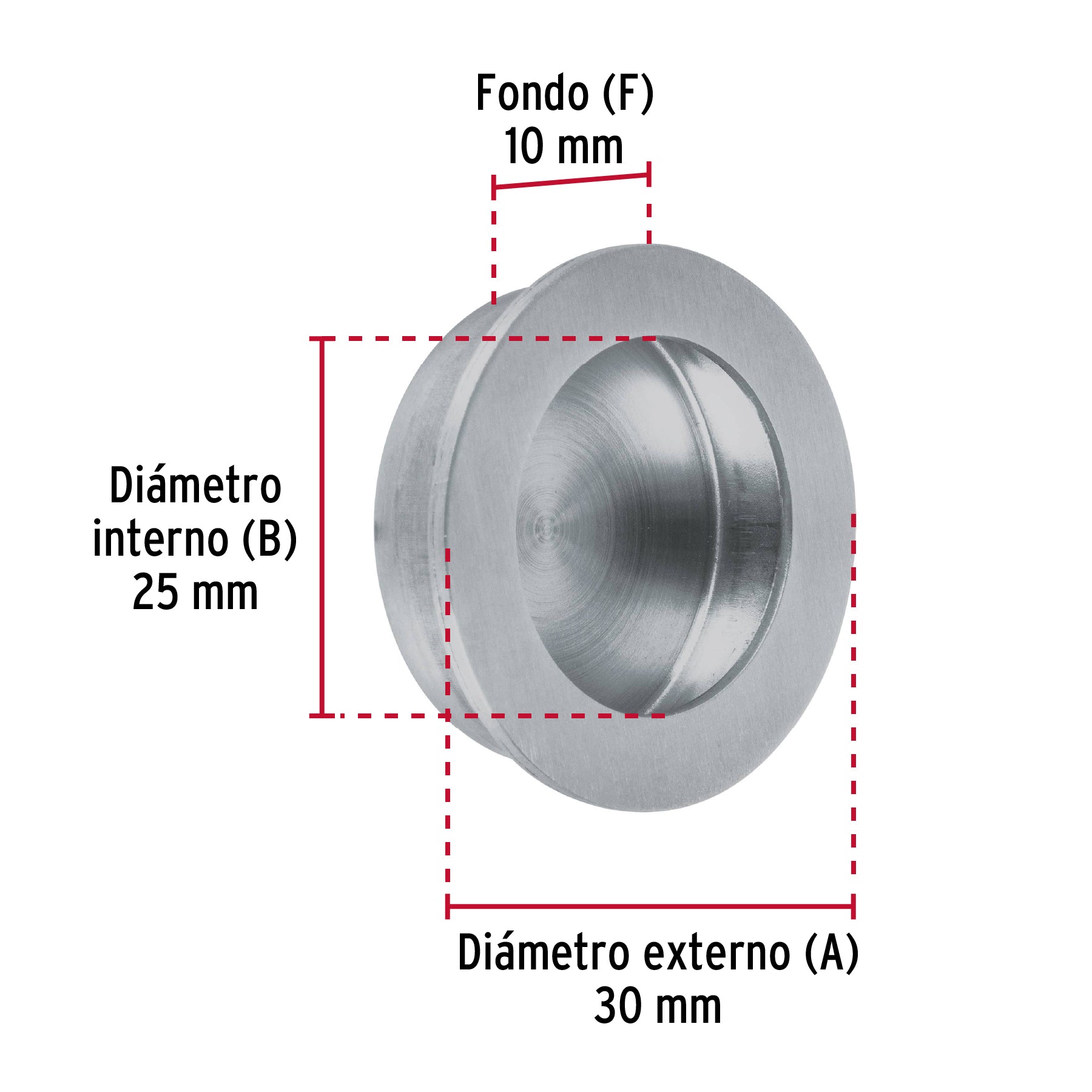 Jaladera de embutir circular No. 2 acabado cromo mate JALED-32 48996 MM00