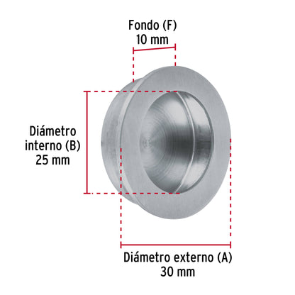 Jaladera de embutir circular No. 2 acabado cromo mate JALED-32 48996 MM00