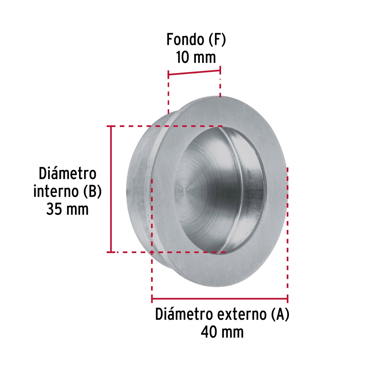 Jaladera de embutir circular No. 3 acabado cromo mate JALED-33 48998 MM00