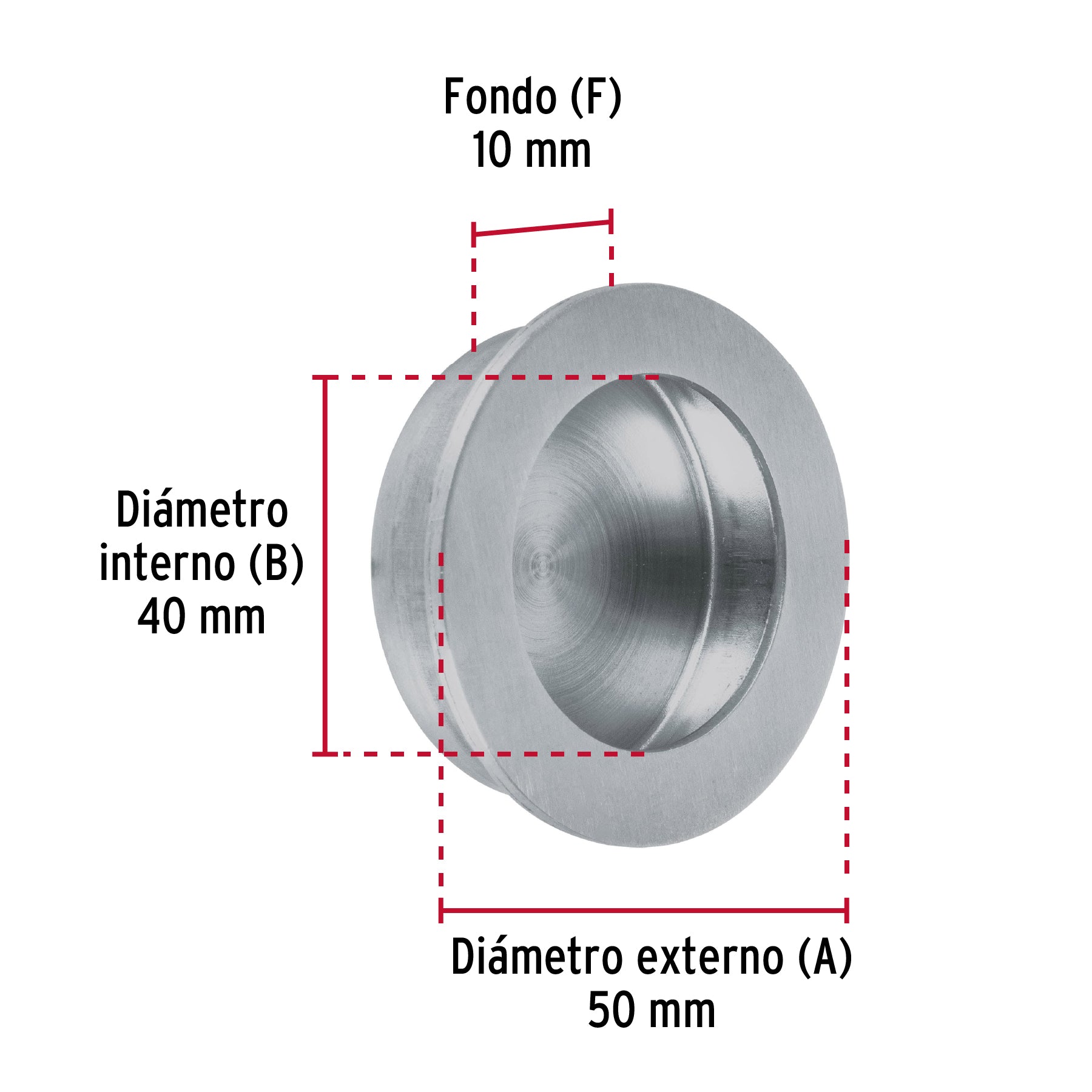 Jaladera de embutir circular No. 4 acabado cromo mate JALED-34 48999 MM00