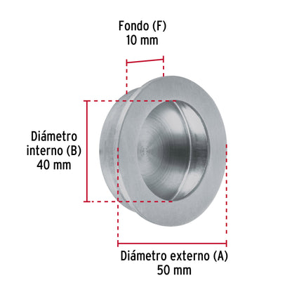 Jaladera de embutir circular No. 4 acabado cromo mate JALED-34 48999 MM00