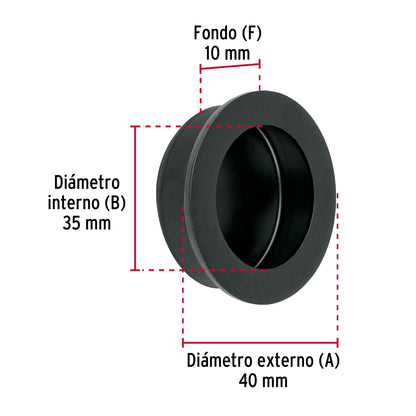 Jaladera de embutir circular No. 3 acabado negro JALED-63 47802 MM00