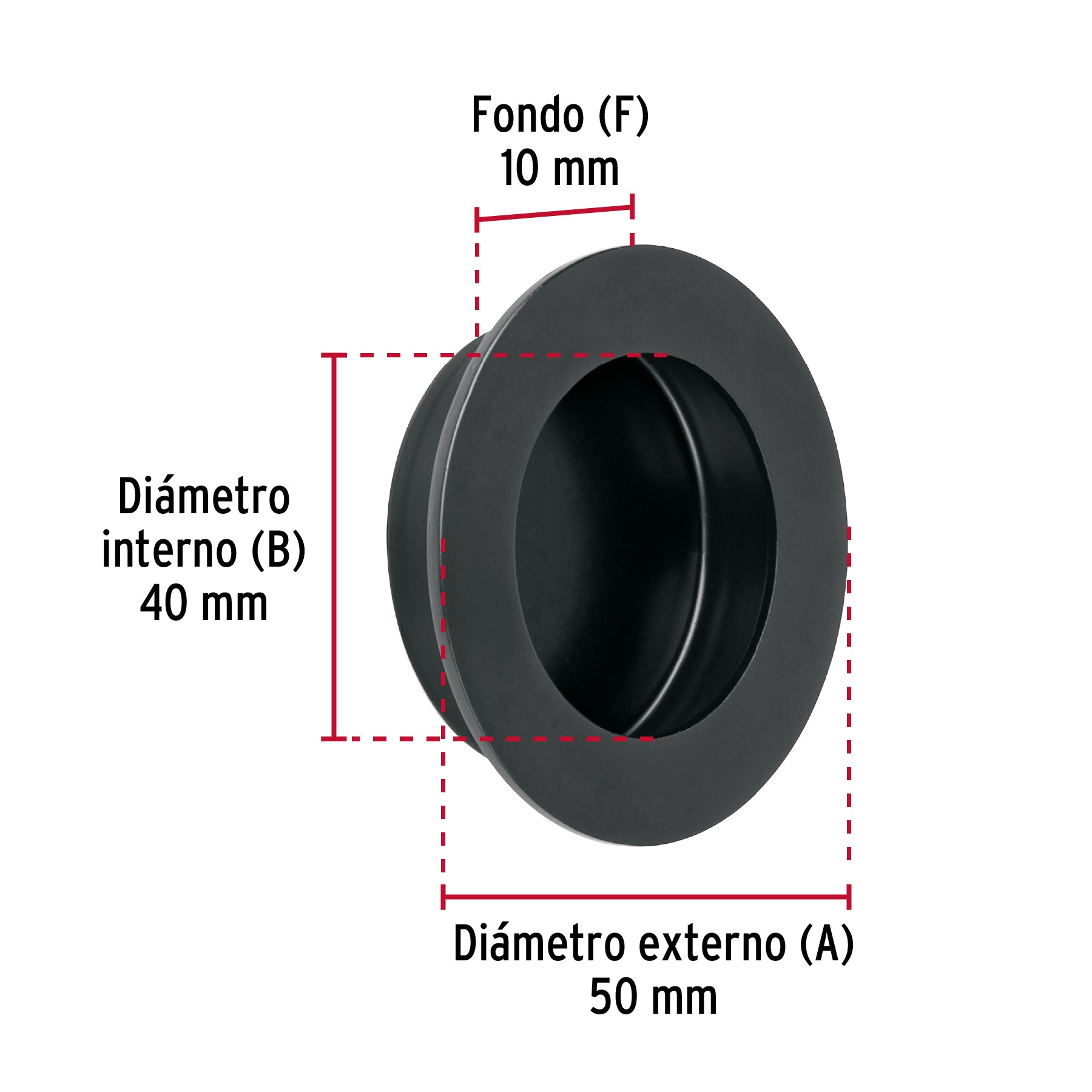 Jaladera de embutir circular No. 4 acabado negro JALED-64 47803 MM00