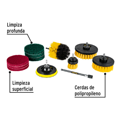 Juego 12 accesorios de limpieza y asentado p/taladro, Pretul JCE-12P 27191 MM00