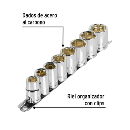 Juego de 8 dados cuadro 1/2' mm, Pretul JD-1/2X9MM-P 21176 MM00