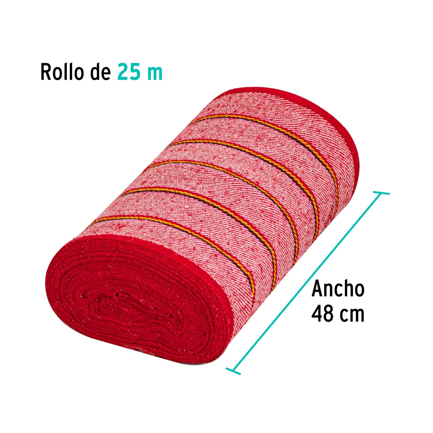 Rollo de 25 m de jerga sarga gruesa roja, Klintek JER-25R 57057 MM1