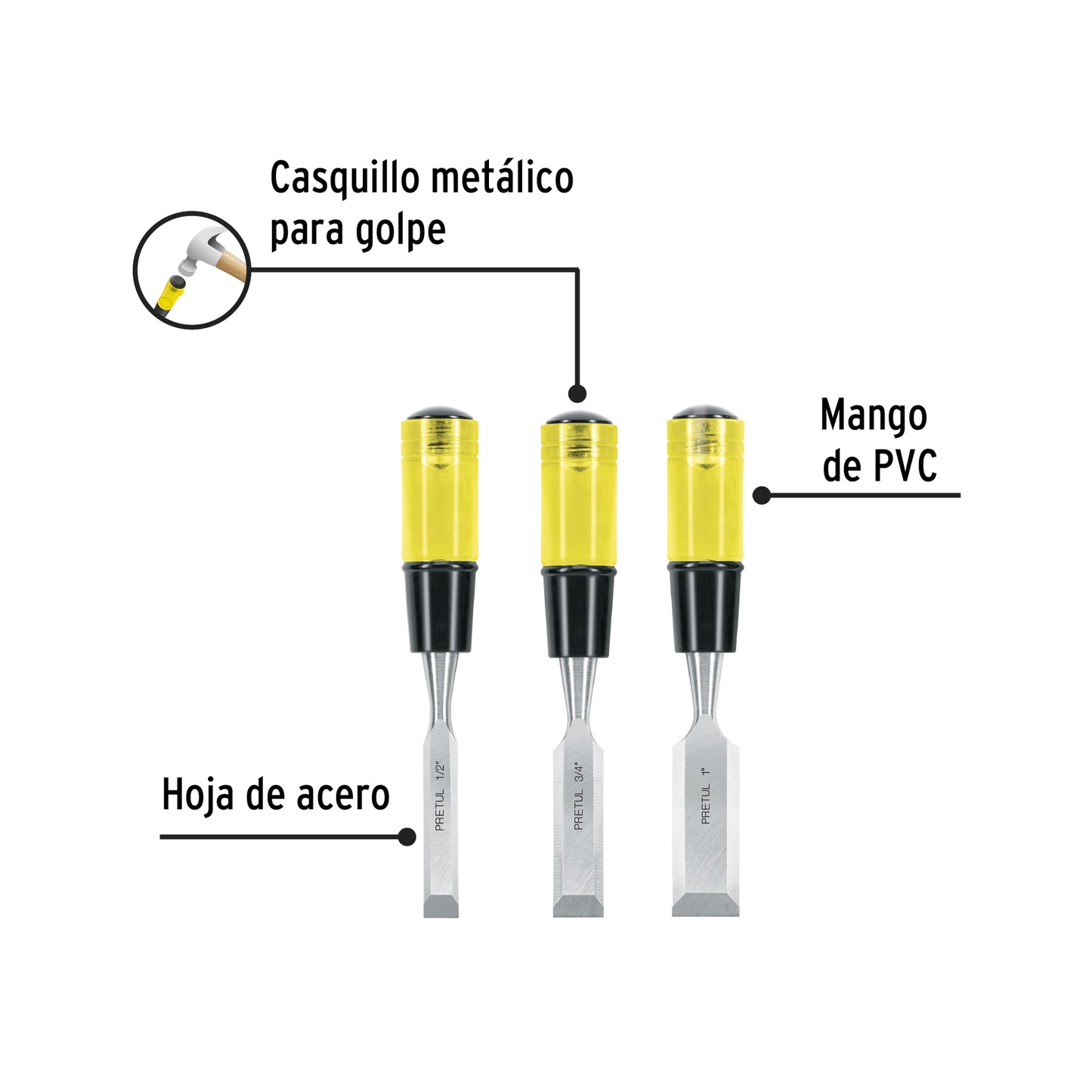 Juego de 3 formones Pretul JFP-3 29974 MM00