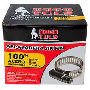 ABRAZADERA SINFÍN DE ACERO INOXIDABLE #104 6-1/8" A 7"