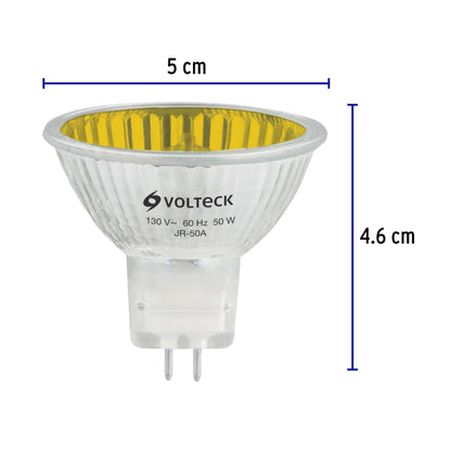 Lámpara de halógeno amarillo 50 W tipo MR16 en caja, Volteck JR-50A 47256 MM00