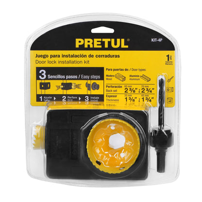 Juego de 4 piezas para instalar cerraduras, Pretul KIT-4P 26038 MM00