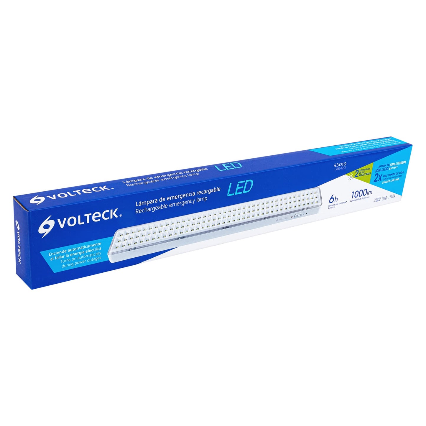 Lámpara de emergencia de 120 Leds 1000 lm recargable Volteck LAE-120 43010 MM0