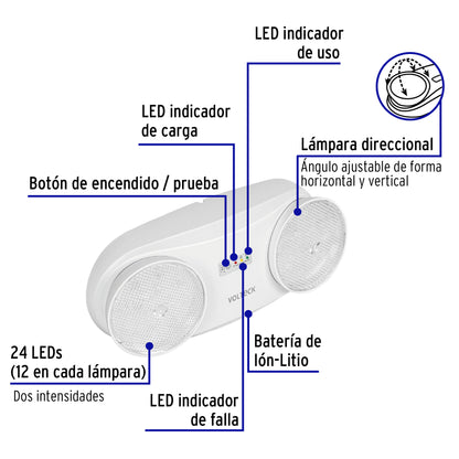 Lámpara de emergencia de 24 Leds 170 lm dirigible recargable LAE-24D 46992 MM00