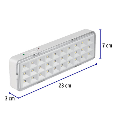 Lámpara de emergencia de 30 Leds, 220 lm recargable, Volteck LAE-30 43007 MM0