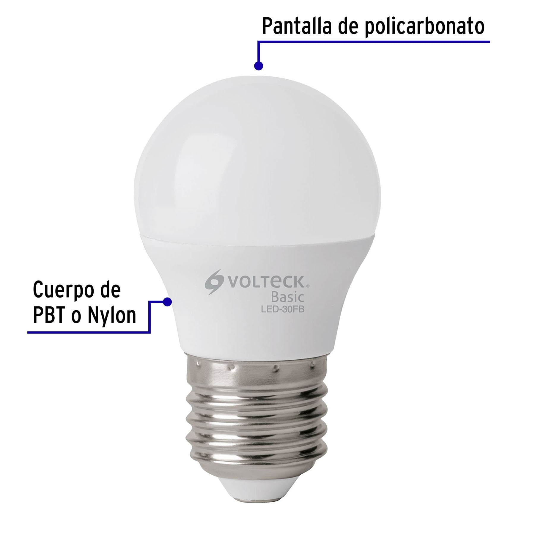 Pack de 4 lámparas LED G45 3 W (equiv. 25 W), luz de día LED-30GFBX4 28003 MM1