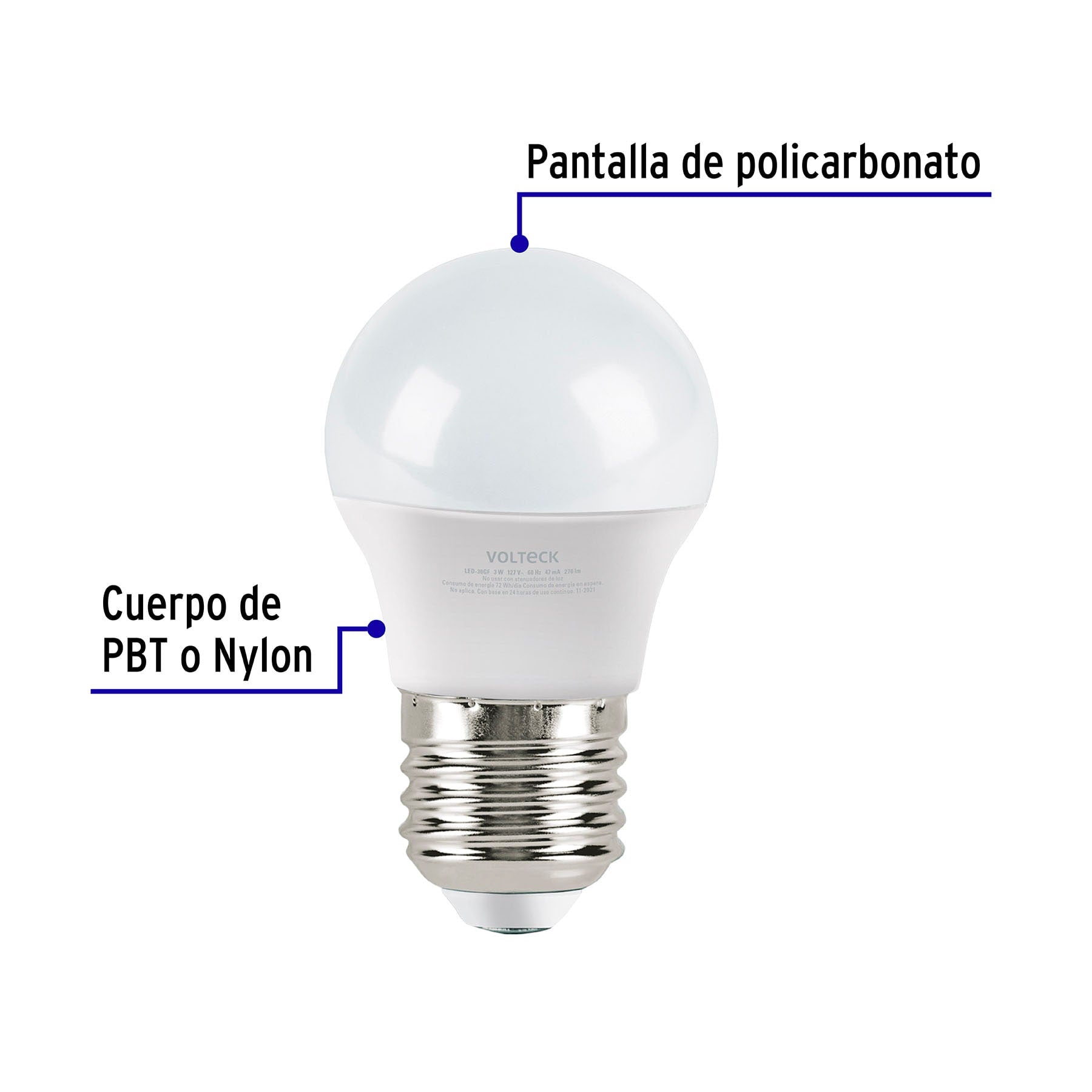 Pack de 4 lámparas LED G45 3 W (equiv. 25 W), luz de día LED-30GFX4 46863 MM1