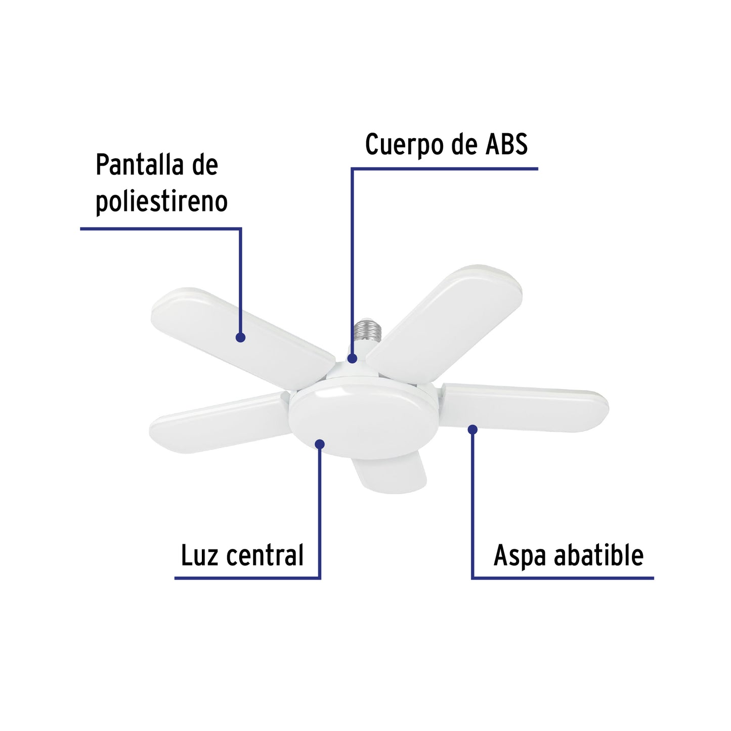 Lámpara de LED 50 W, tipo ventilador con 5 aspas ajustables LED-550V 29006 MM00