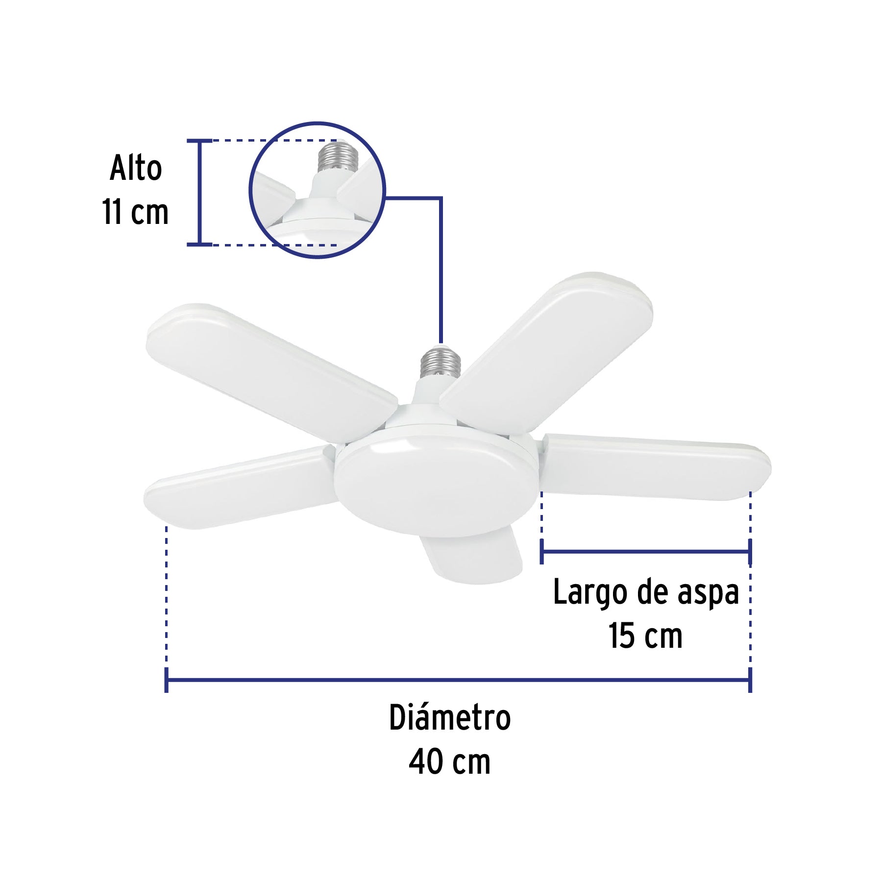 Lámpara de LED 50 W, tipo ventilador con 5 aspas ajustables LED-550V 29006 MM00