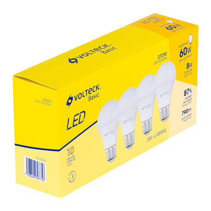 Pack de 4 lámparas LED A19 8 W (equiv. 60 W), luz cálida LED-60CBX4 27210 MM1