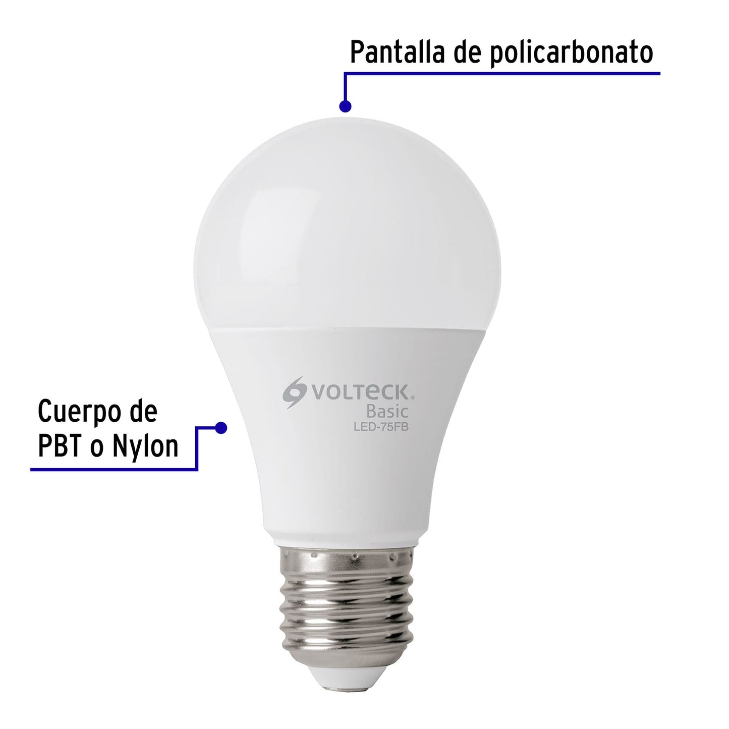 Pack de 4 lámparas LED A19 10 W (equiv. 75 W), luz de día LED-75FBX4 28006 MM1