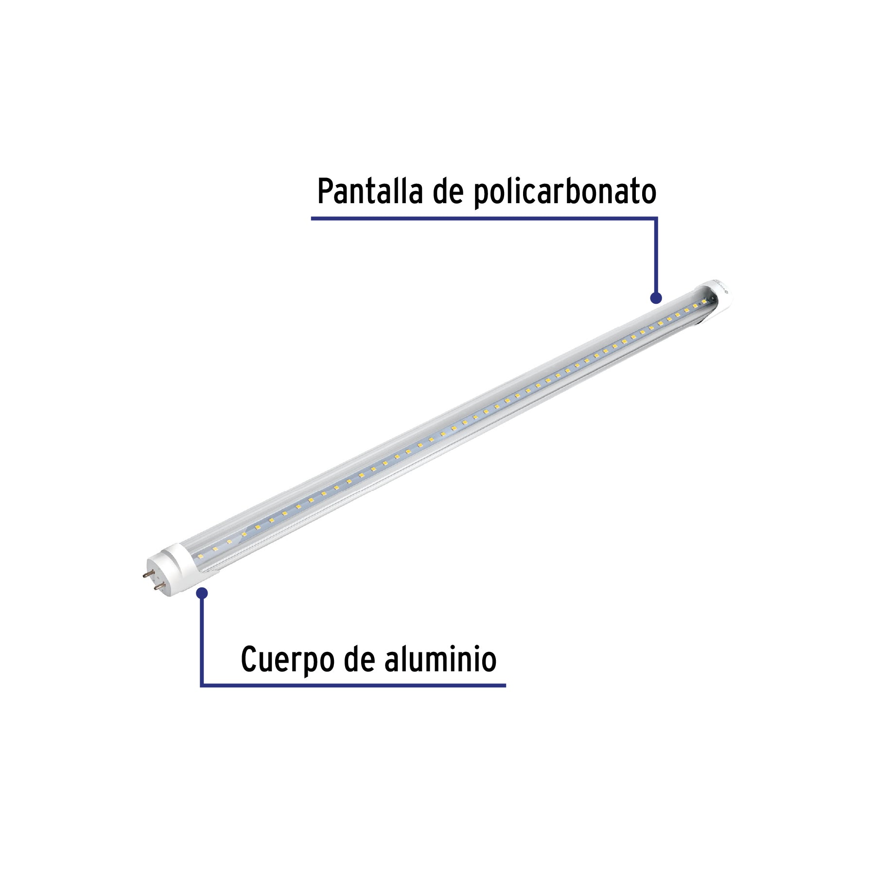 Tubo de LED T8 36 W base G13 pantalla policarbonato, Volteck LED-T836 49310 MM00