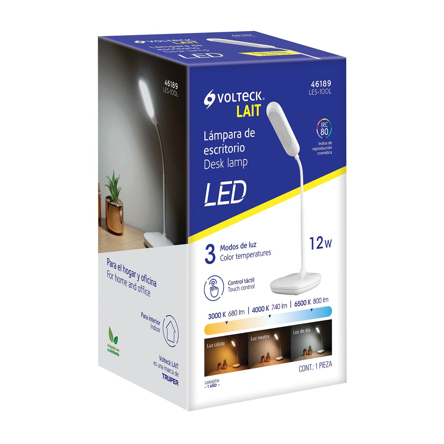 Lámpara de LED 5W cuello flexible para escritorio, Volteck LES-100L 46189 MM0