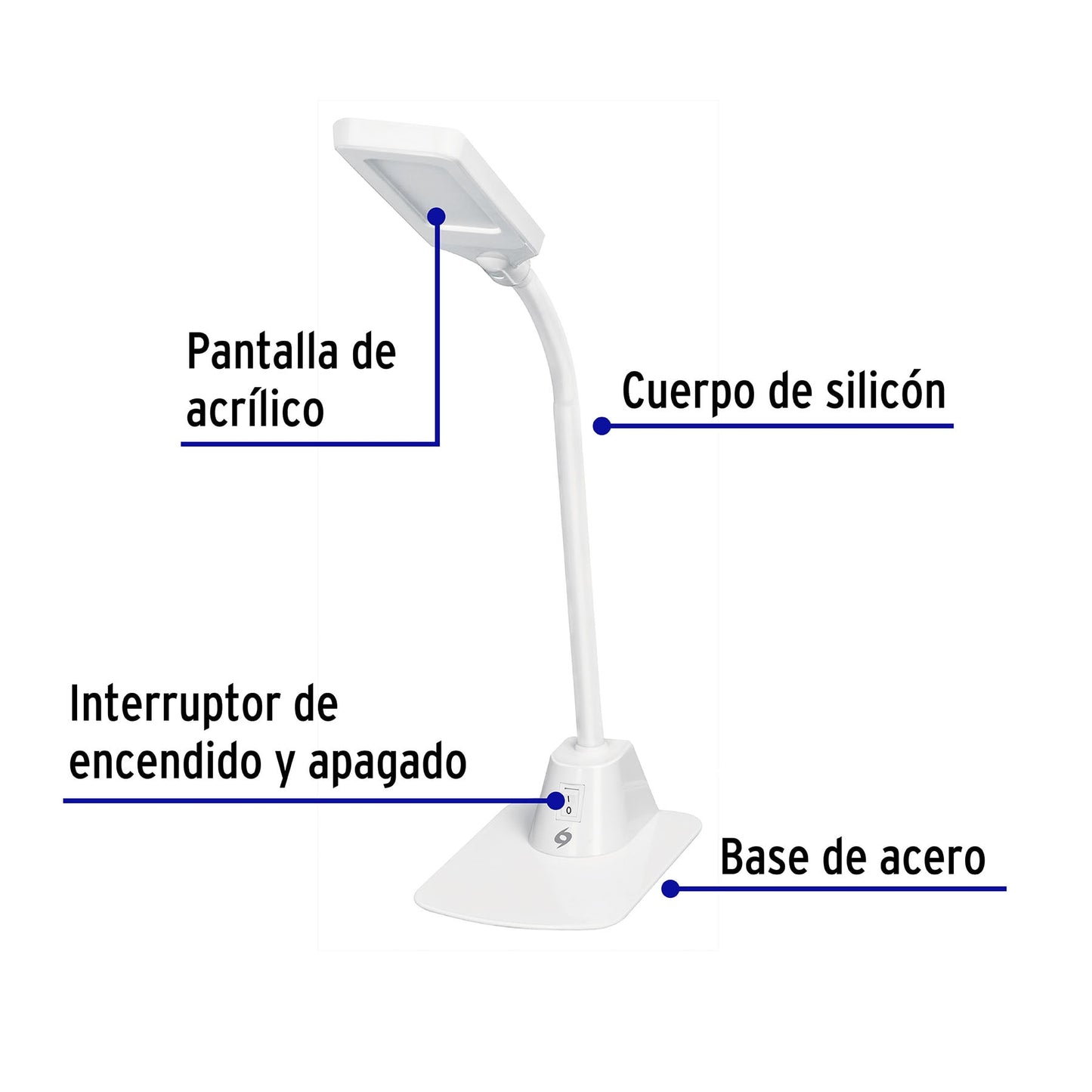 Lámpara de LED 5W cuello flexible para escritorio, Volteck LES-100L 46189 MM0