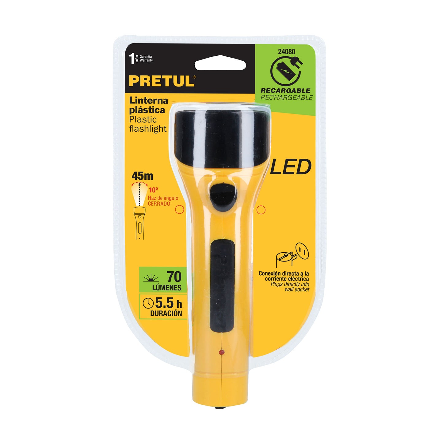 Linterna recargable de LED, 70 lúmenes, Pretul LILE-5P 24080 MM1