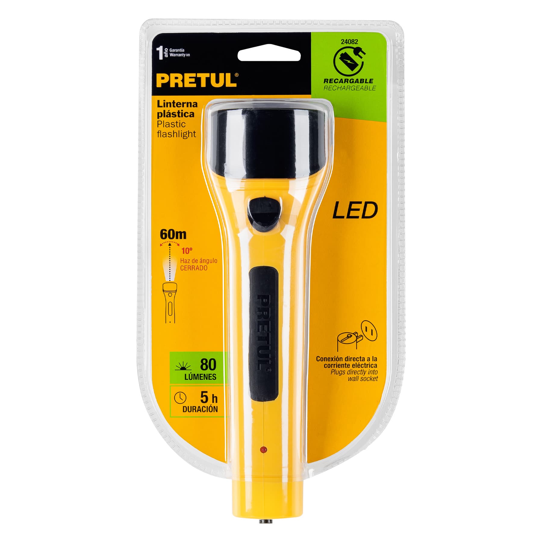 Linterna recargable de LED, 80 lúmenes, Pretul LILE-7P 24082 MM1