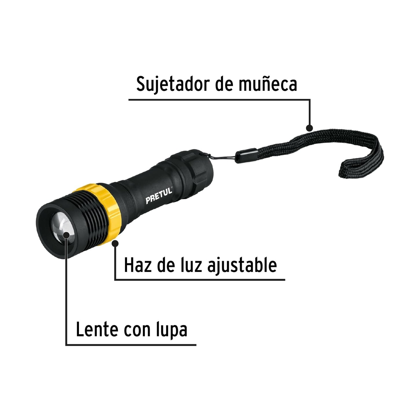 Linterna plástica 1 LED 40 lm de 1 pila AA, Pretul LIPLA-40P 28019 MM0