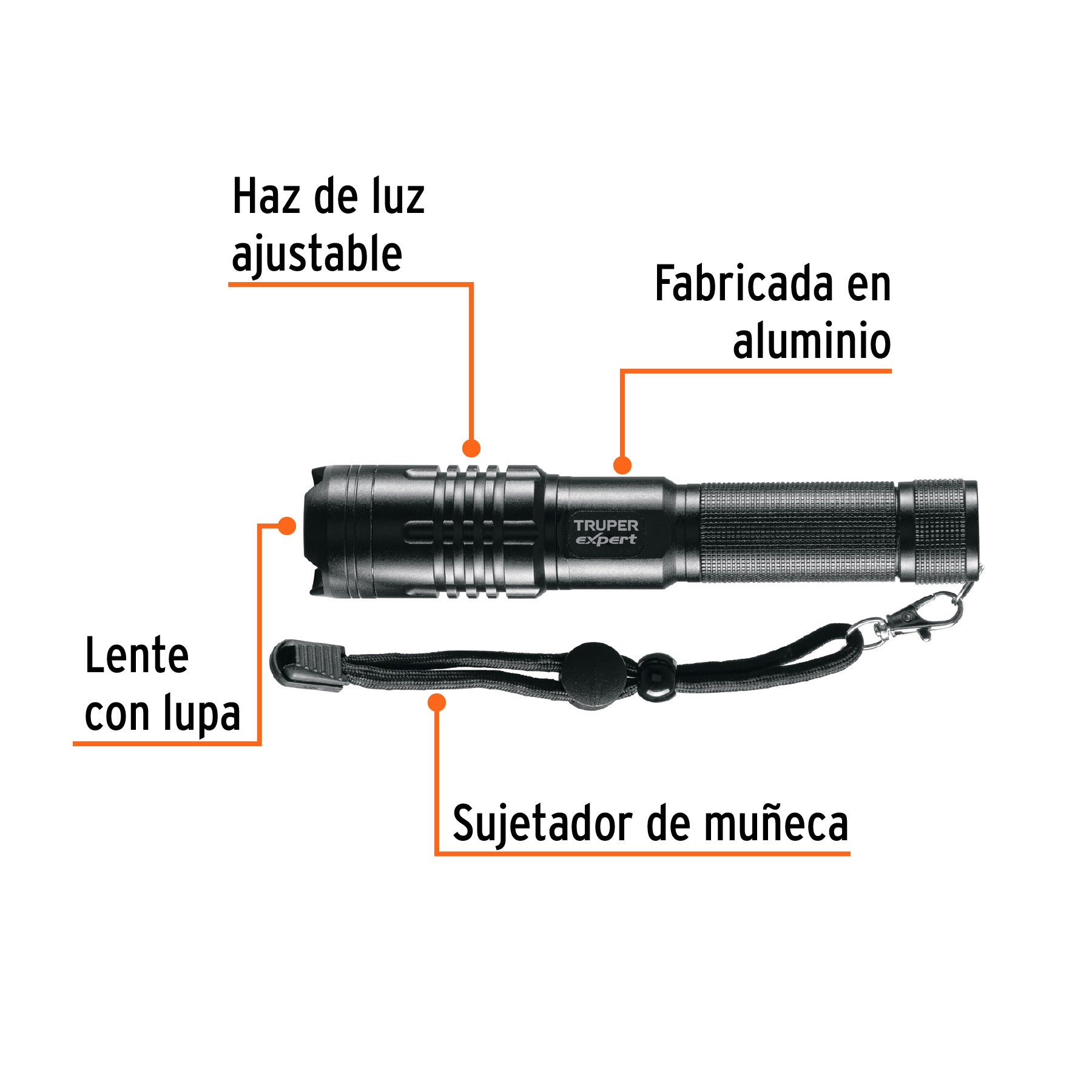 Linterna LED recargable de aluminio 310 lm, Truper Expert LIXR-2AA 16777 MM0