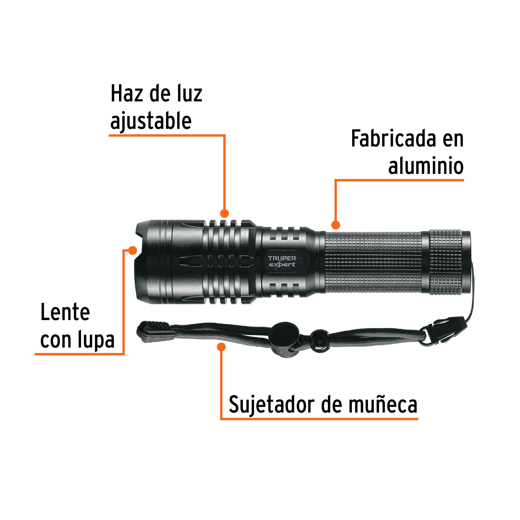 Linterna LED recargable de aluminio 670 lm, Truper Expert LIXR-2D 16778 MM0