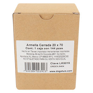 ARMELLA CERRADA TIPO 20 X 70 ACABADO ZINC CON 144 PZS