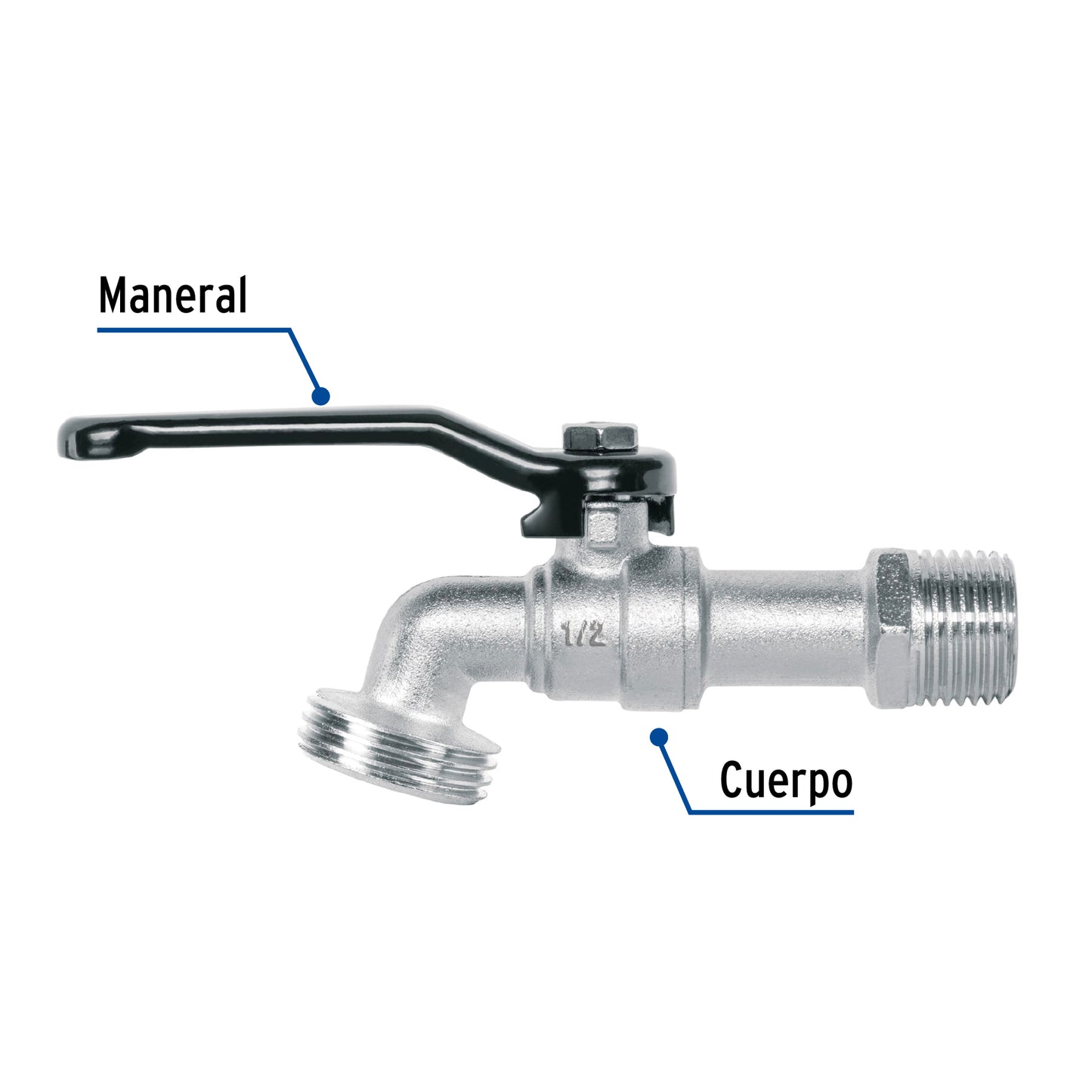 Llave de esfera de zinc 1/2', 110 g, s/adaptador, Pretul LL-21PS 28200 MM0