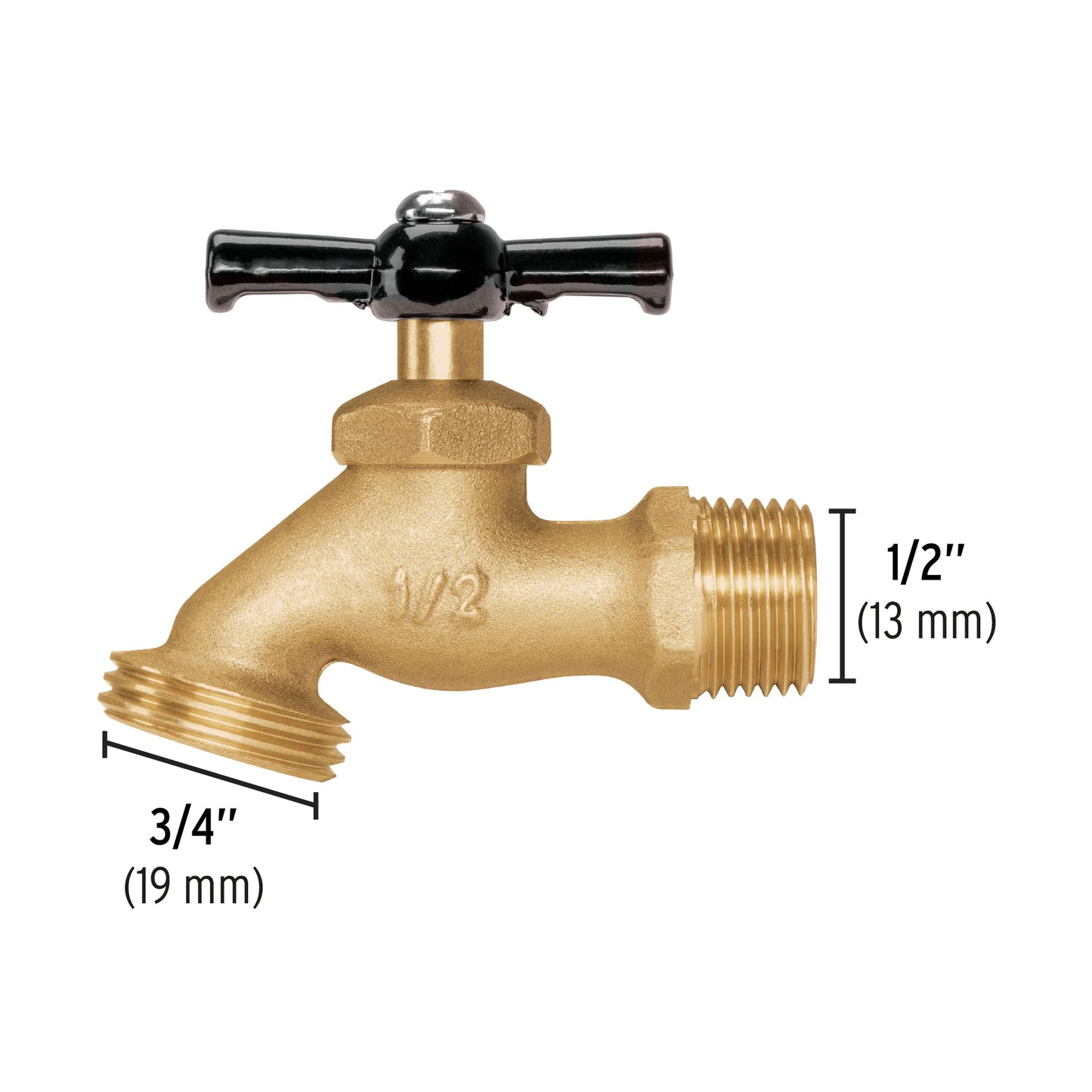 Llave para manguera, de latón 100 g 1/2', en blíster, Pretul LL-JAR-PB 23145 MM0