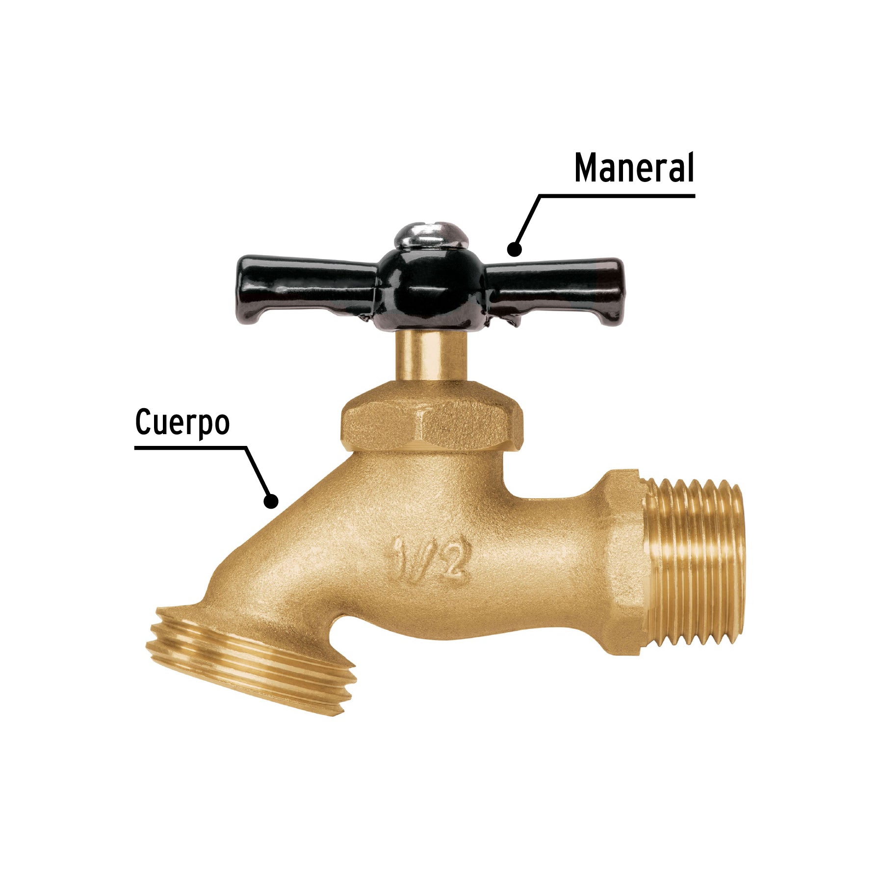 Llave para manguera, de latón 100 g 1/2', en blíster, Pretul LL-JAR-PB 23145 MM0