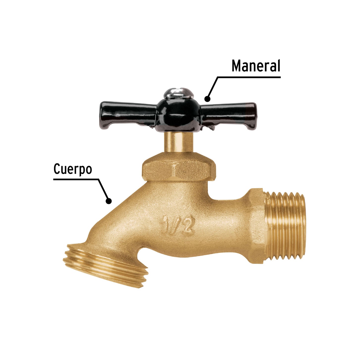 Llave para manguera, de latón, 100 g, entrada 1/2', Pretul LL-JAR-P 22146 MM0