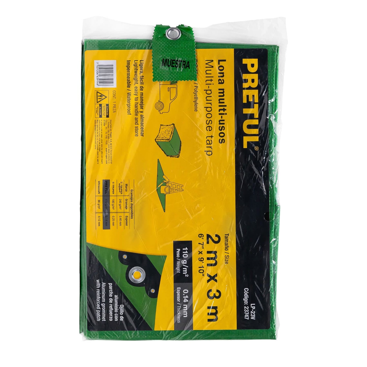 Lona 2 x 3 m, verde, Pretul LP-23V 23747 MM0