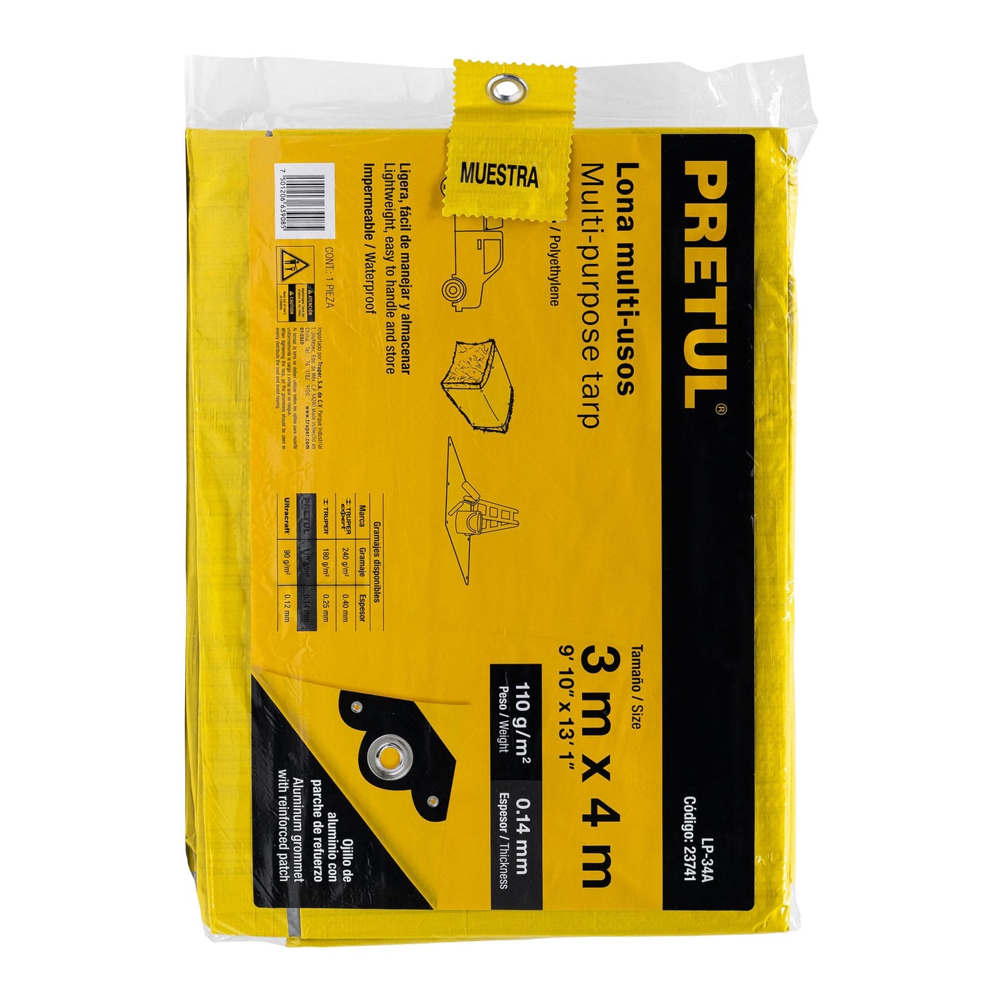 Lona 3 x 4 m, amarilla, Pretul LP-34A 23741 MM0