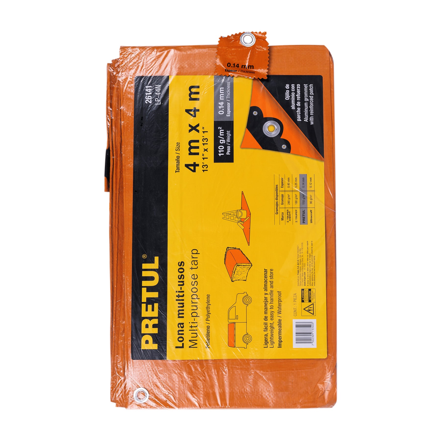 Lona 4 x 4 m, naranja, Pretul LP-44N 26141 MM0