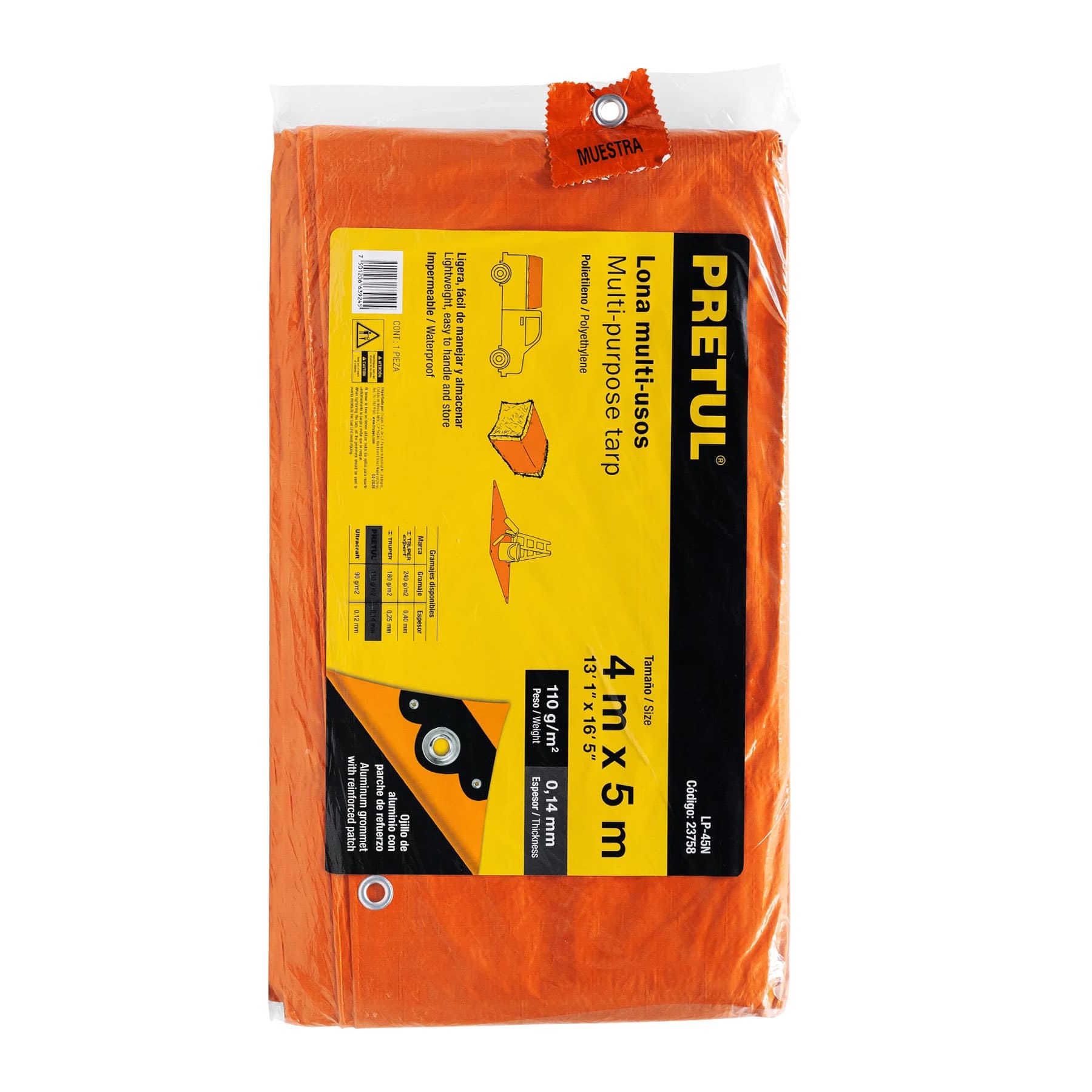 Lona 4 x 5 m, naranja, Pretul LP-45N 23758 MM0