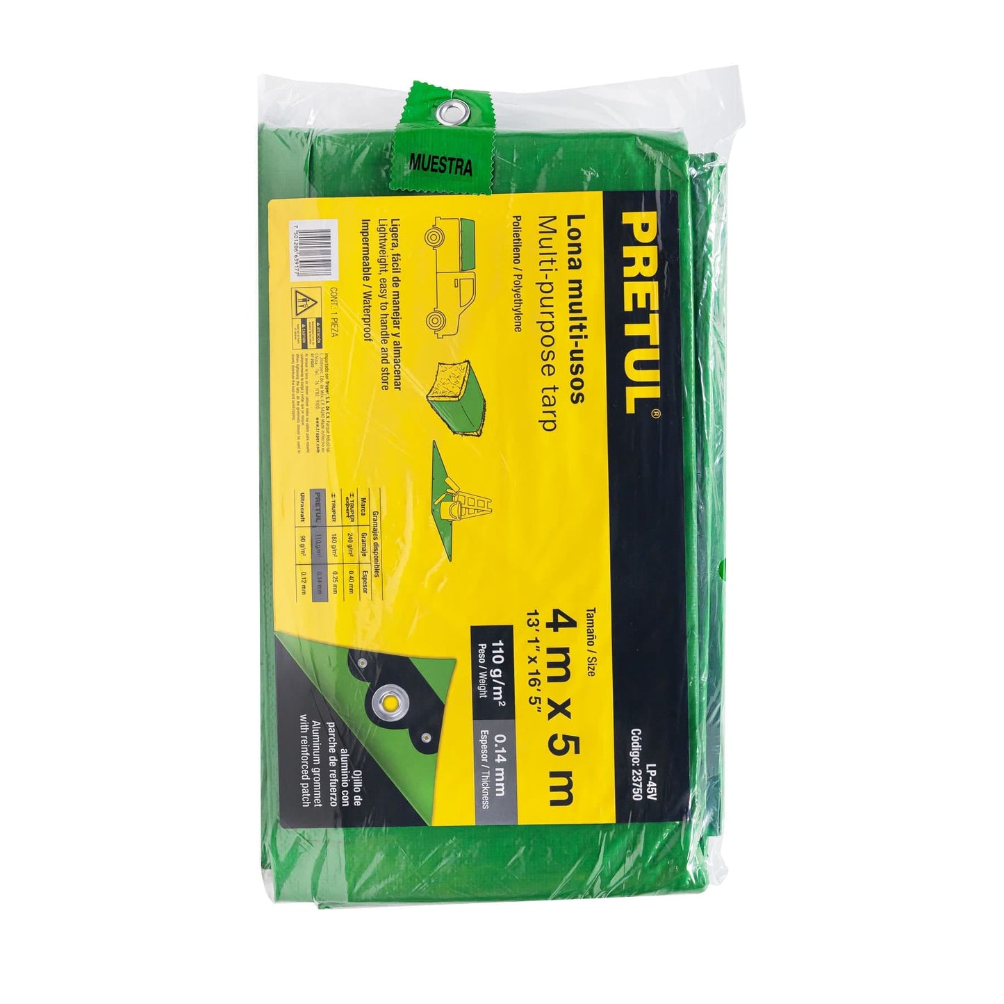 Lona 4 x 5 m, verde, Pretul LP-45V 23750 MM0