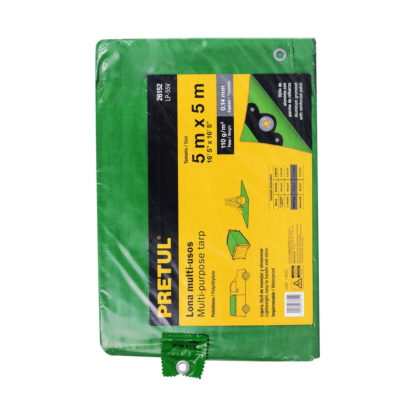 Lona 5 x 5 m, verde, Pretul LP-55V 26152 MM0