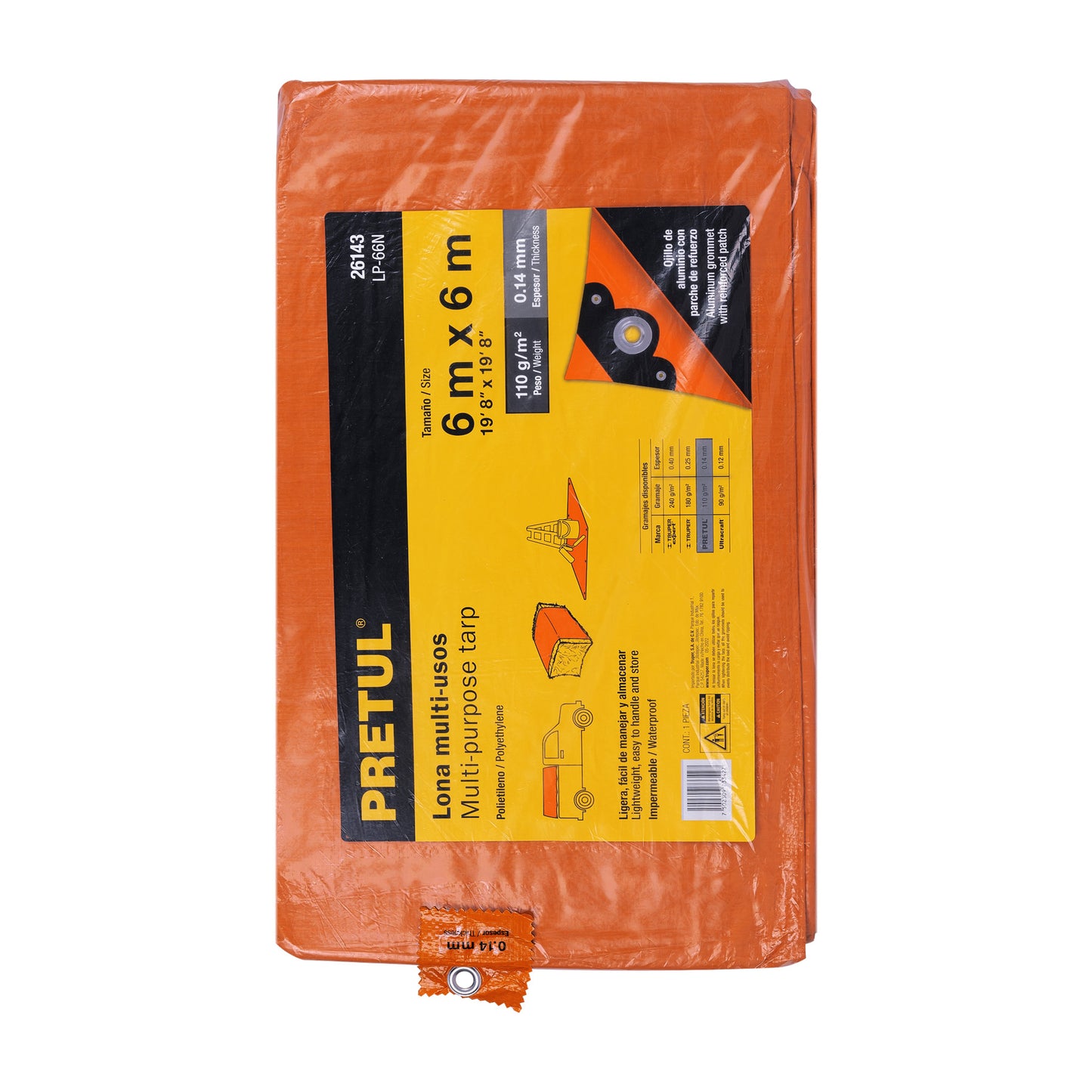 Lona 6 x 6 m, naranja, Pretul LP-66N 26143 MM0