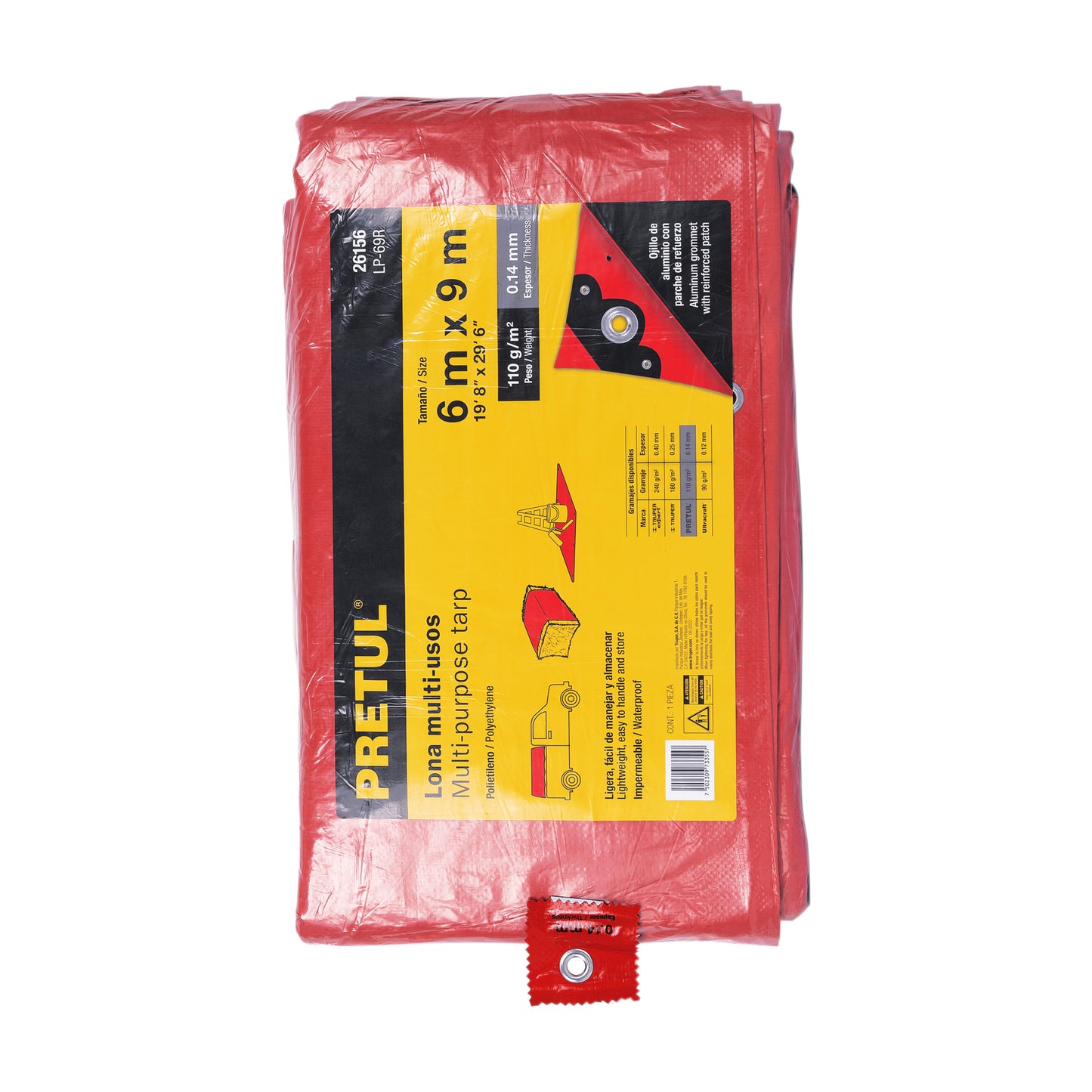 Lona 6 x 9 m, roja, Pretul LP-69R 26156 MM0